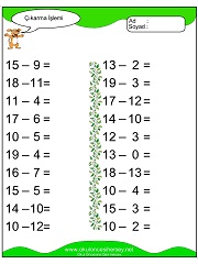 Çıkarma işlemi yaprak test